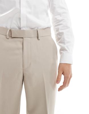 Asos Design Dressy Straight Leg Pants In Neutral