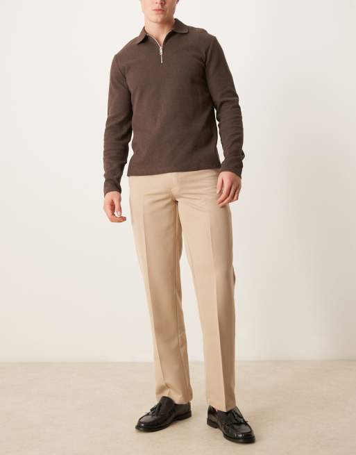 ASOS DESIGN dressy straight leg pants in stone