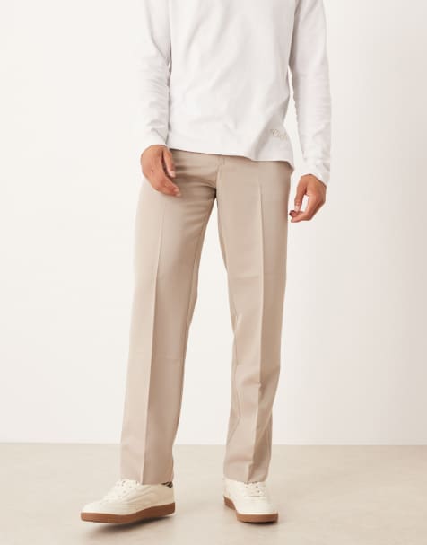 ASOS DESIGN dressy straight leg pants in stone - view 1