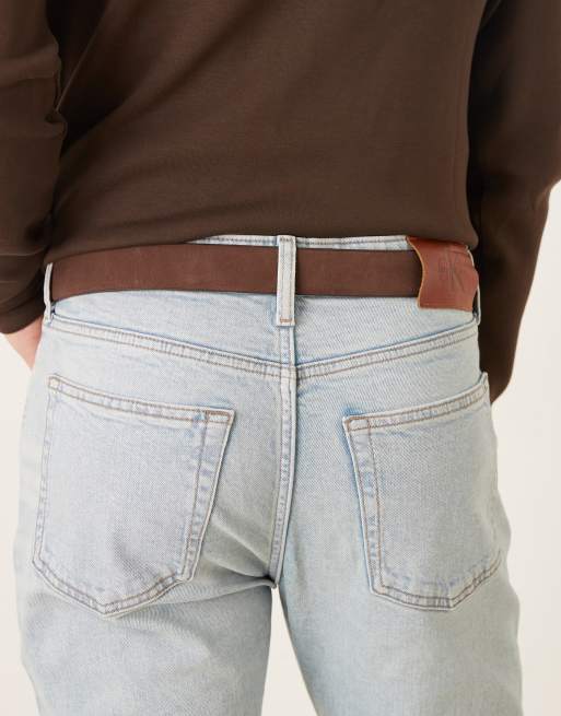 ASOS DESIGN dressy suede belt with silver-tone buckle in dark brown, 3 of 3