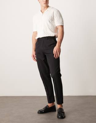 Asos Design Tapered Smart Trousers In Black In Black