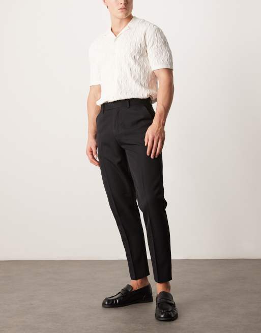 ASOS DESIGN dressy tapered fit pants in black