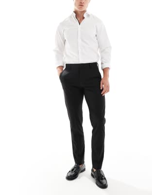 ASOS DESIGN dressy tapered fit pants in black