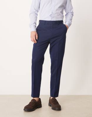 Asos Design Dressy Tapered Fit Pants In Navy