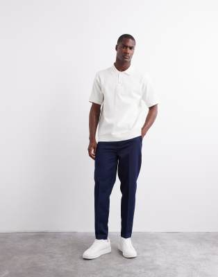 ASOS DESIGN dressy tapered fit pants in navy - view 1
