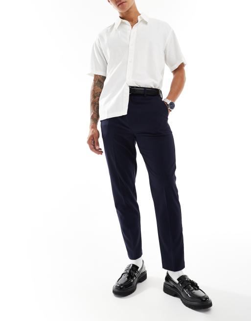ASOS DESIGN tapered smart trousers in navy