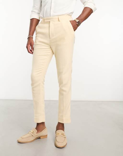 ASOS DESIGN dressy tapered wool mix pants in stone puppytooth, 4 of 4