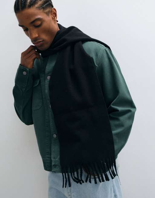 ASOS DESIGN dressy woven scarf in black, 3 of 3