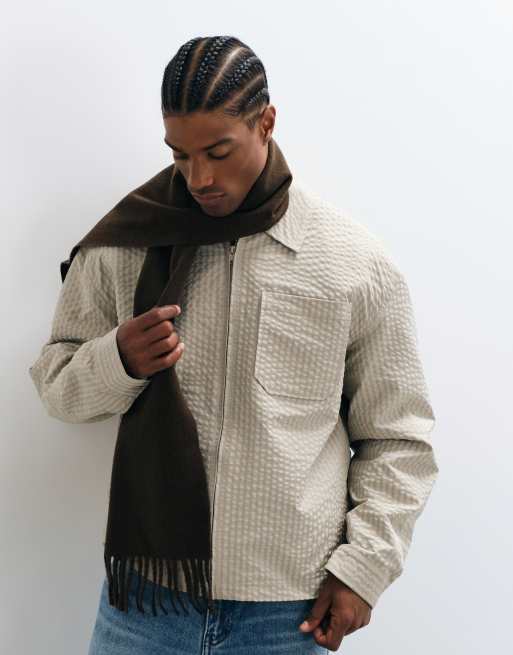 ASOS DESIGN dressy woven scarf in brown, 3 of 3
