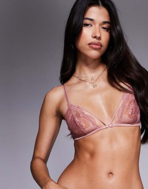 ASOS DESIGN - Drew - Reggiseno a triangolo in pizzo con fascette sottili color visone - view 1