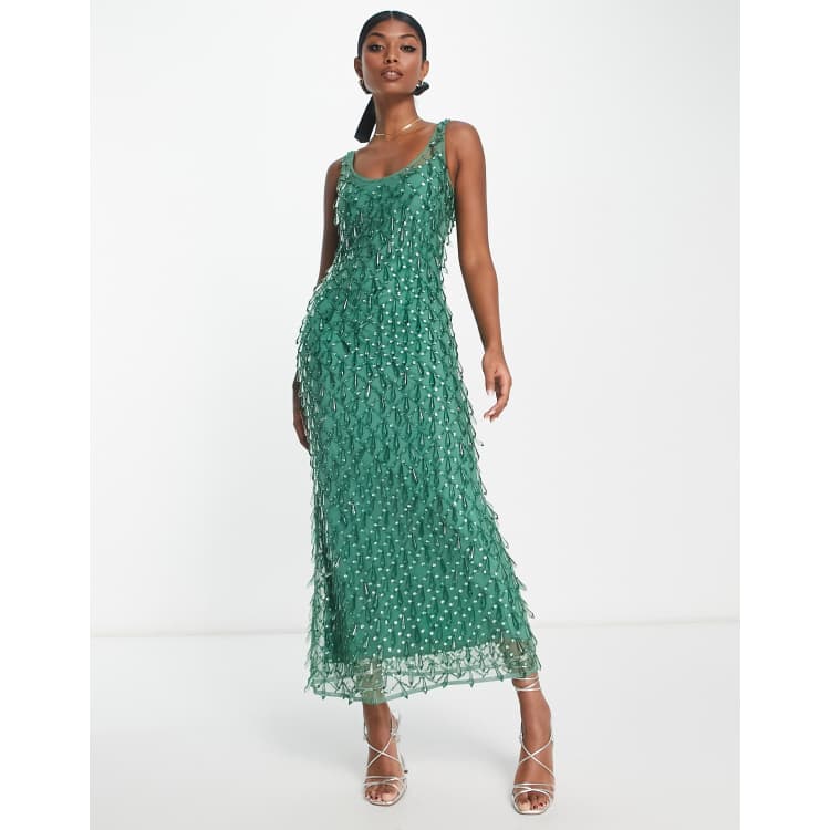 Alena midi dress in jewel green online