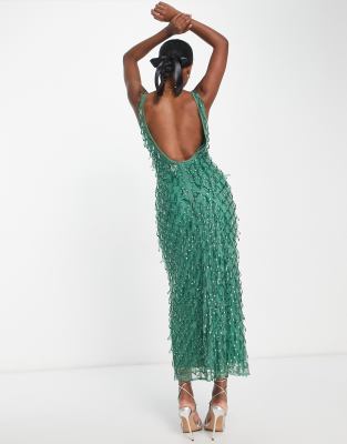 Asos green 2025 embellished dress