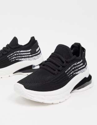 black chunky lace up trainers
