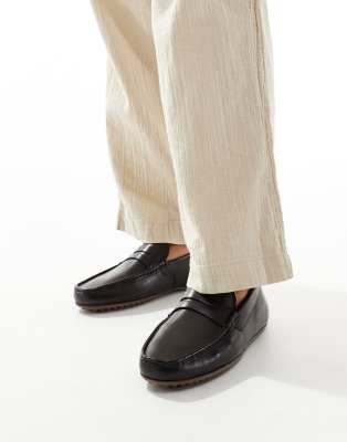 driver loafers in brown leather