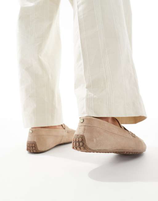 ASOS DESIGN driver loafers in stone suede ASOS
