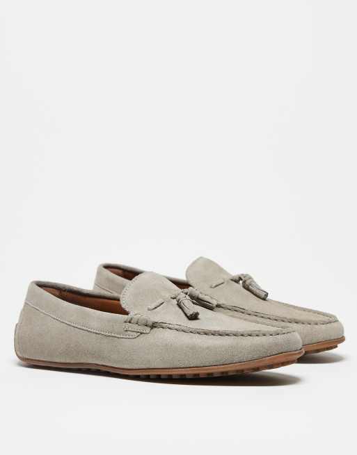 ASOS DESIGN drivers in gray suede with tassel, 3 of 4