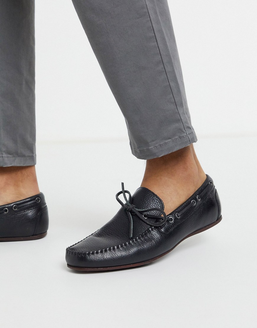 ASOS DESIGN driving shoes in black soft leather