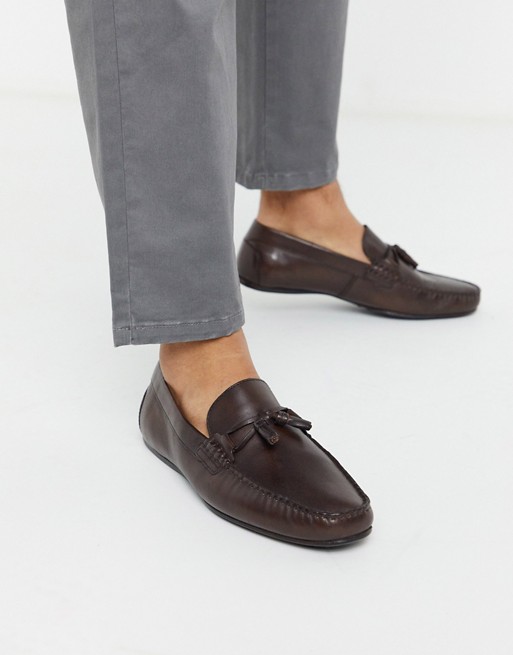 ASOS DESIGN driving shoes in brown soft leather