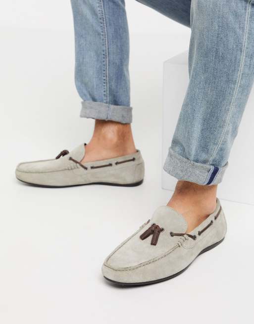 Grey cheap driving loafers