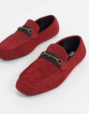 red suede driving shoes