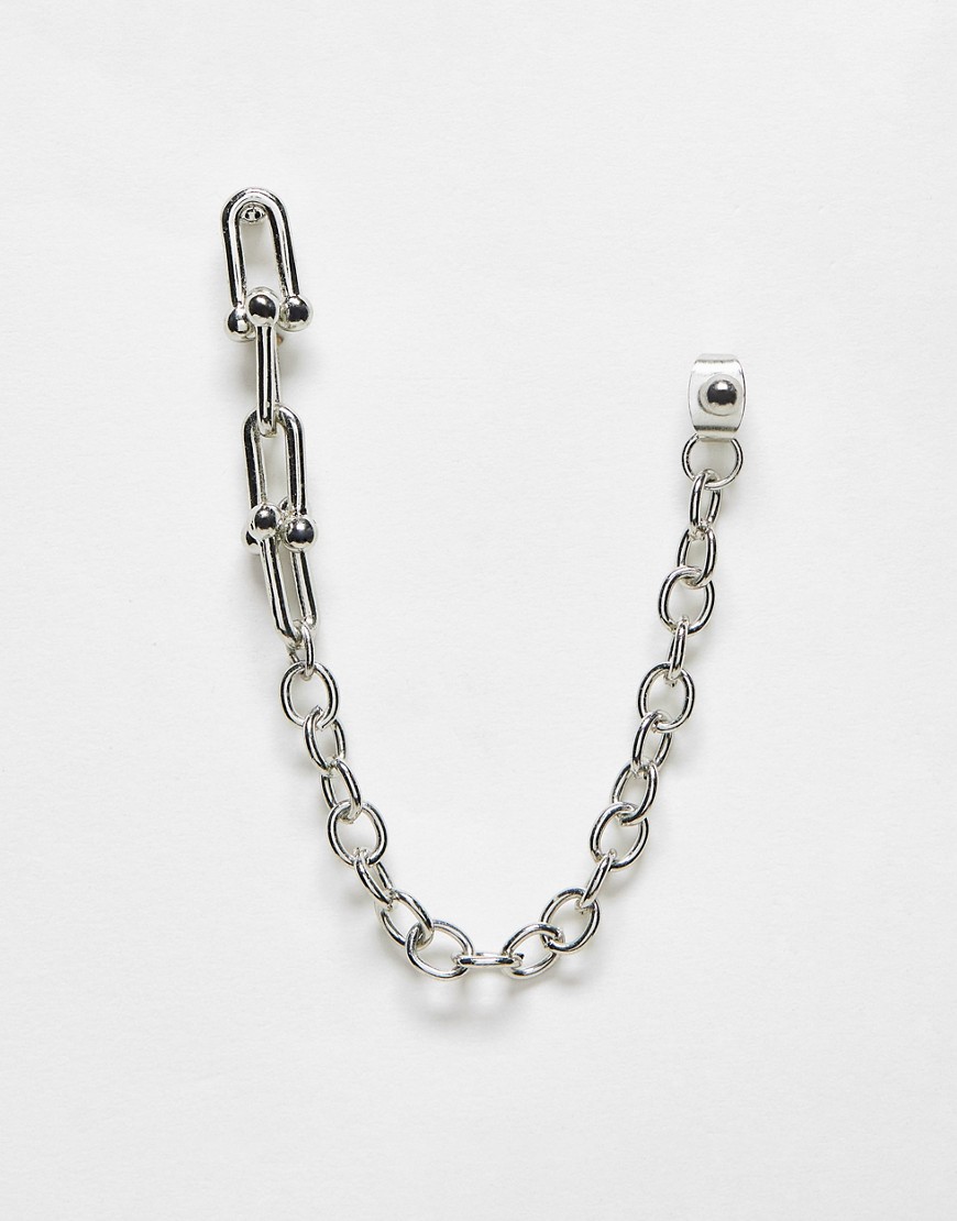 ASOS DESIGN drop and stud earring set with hanging chain design in silver tone