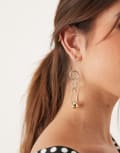 [ASOS DESIGN] ASOS DESIGN drop circle earrings with gold-tone ball detail in silver tone No Size SILVER