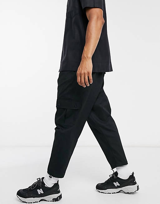 Trousers & Chinos drop crotch cargo trousers with toggle 