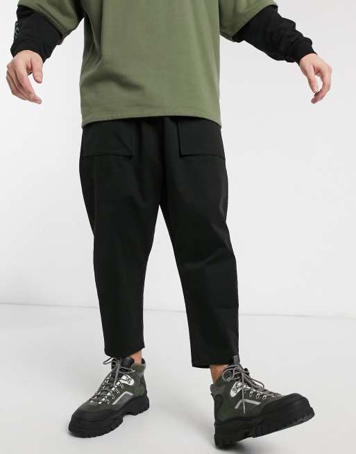 ASOS DESIGN drop crotch chinos in black ASOS