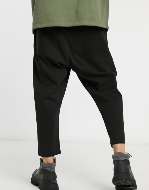 ASOS DESIGN drop crotch chinos in black ASOS