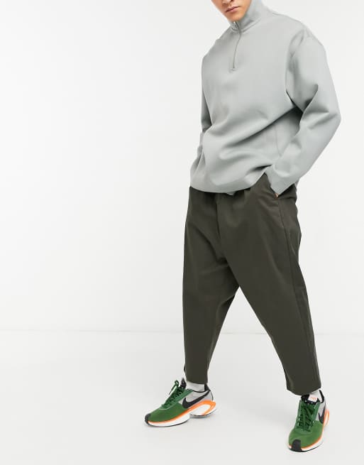 ASOS DESIGN drop crotch chinos in khaki