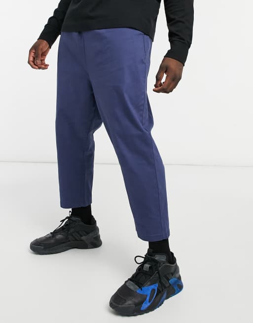 ASOS DESIGN drop crotch chinos in navy