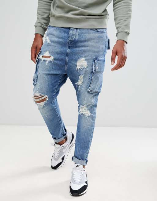 Asos drop cheap crotch jeans