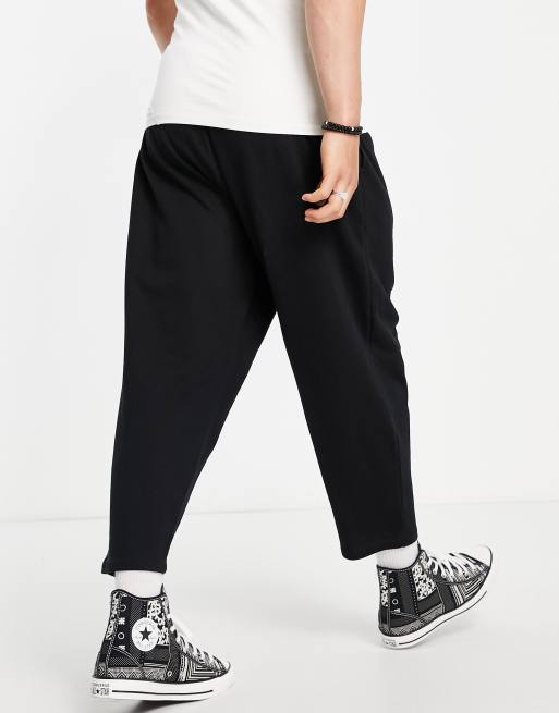 ASOS DESIGN drop crotch joggers in black BLACK