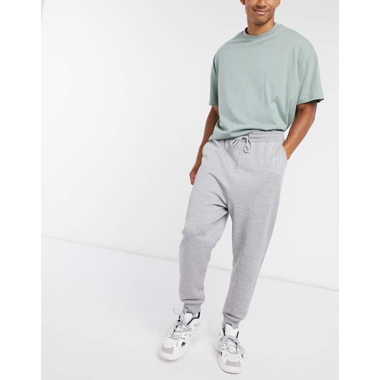 Drop crotch joggers with ruched detail and store pockets in gray