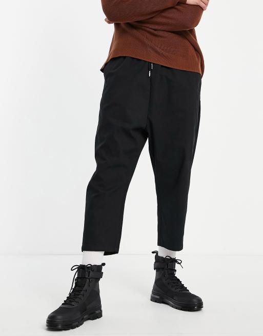 ASOS High Waisted Drop Crotch Smart Pants With Paper Bag Waist