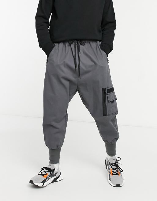 ASOS DESIGN drop crotch pants with MA1 pocket and jersey cuff ASOS