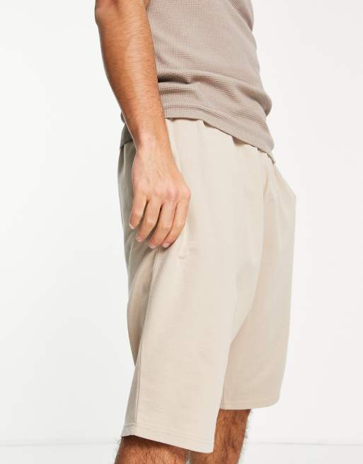 ASOS DESIGN drop crotch shorts in beige