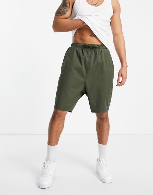 ASOS DESIGN drop crotch shorts in khaki