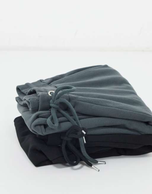 ASOS DESIGN drop crotch sweatpants 2 pack in black/washed black SAVE, 2 of 4