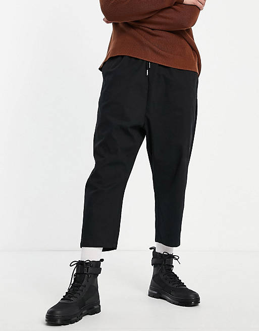  drop crotch trousers in black 