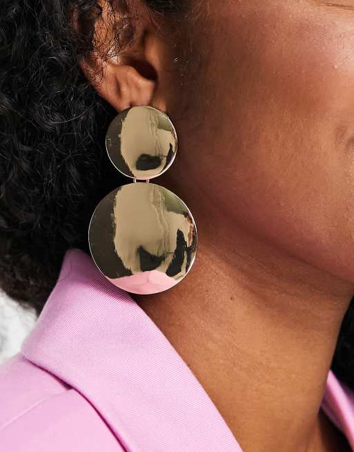 ASOS DESIGN drop earrings in circle design in gold tone