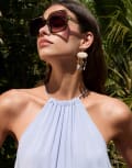 [ASOS DESIGN] ASOS DESIGN drop earrings in resin beaded design in gold tone No Size GOLD