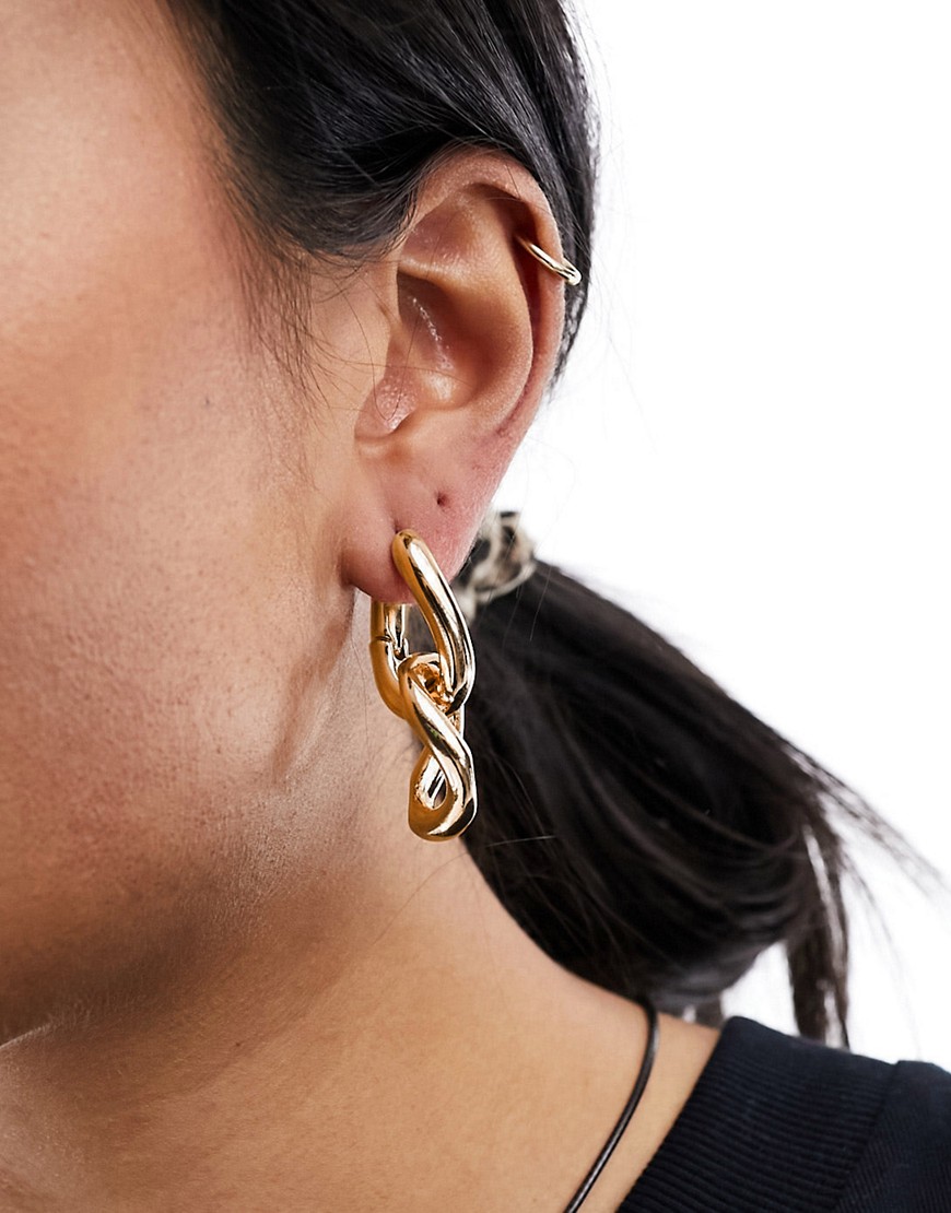 ASOS DESIGN drop earrings with chain link detail in gold tone