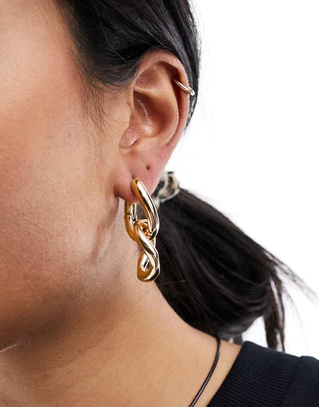 ASOS DESIGN - drop earrings with chain link detail in gold tone