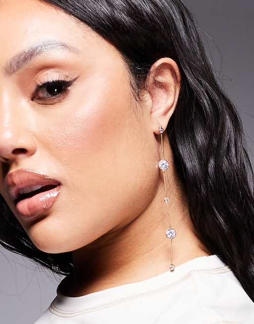 Chain Drop Crystal Earrings Goldtone Chain Drop Crystal Earrings Goldtone