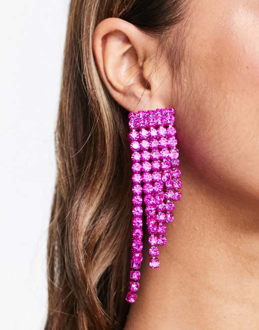 Hot pink deals drop earrings