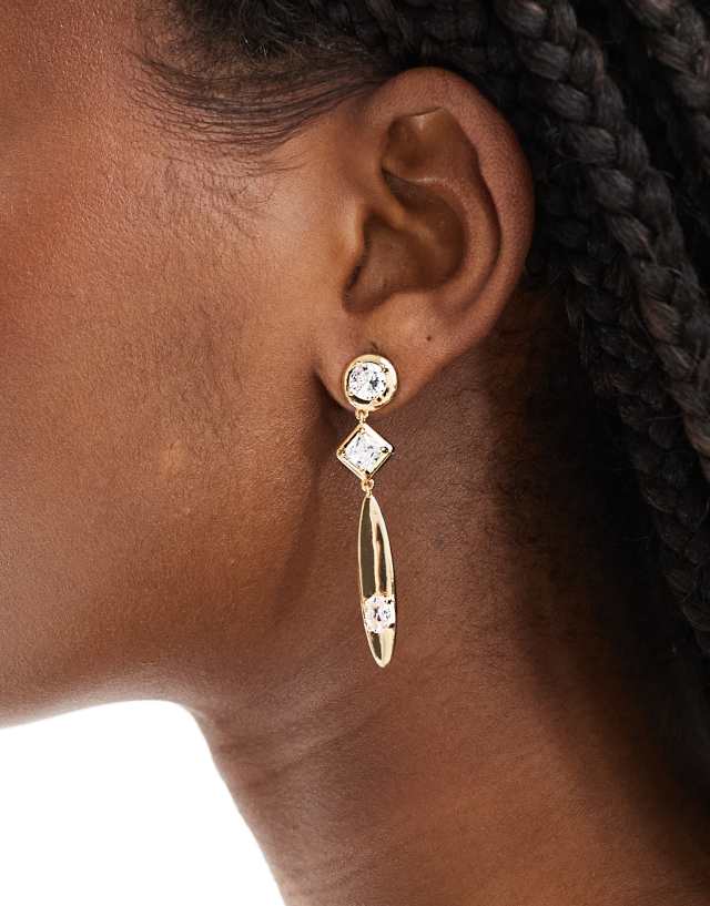 ASOS DESIGN - drop earrings with cubic zirconia mixed shape design in gold tone