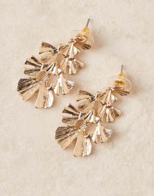 Shop ASOS DESIGN drop earrings with multi petal detail in gold tone Online – Trendy & Affordable Fashion