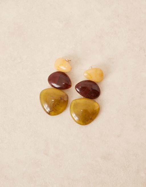 ASOS DESIGN drop earrings with resin detail