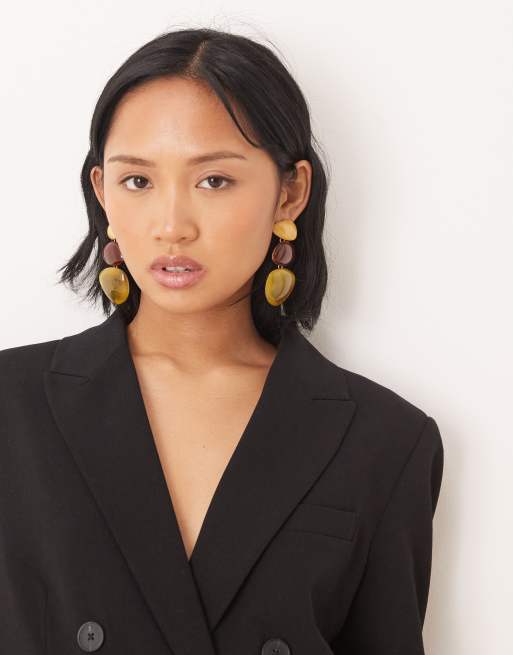 ASOS DESIGN drop earrings with resin detail